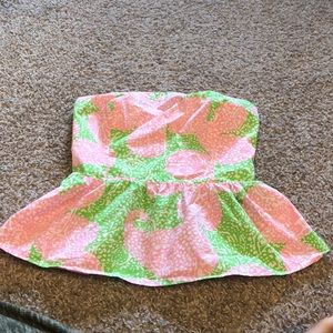 Strapless Peplum Top